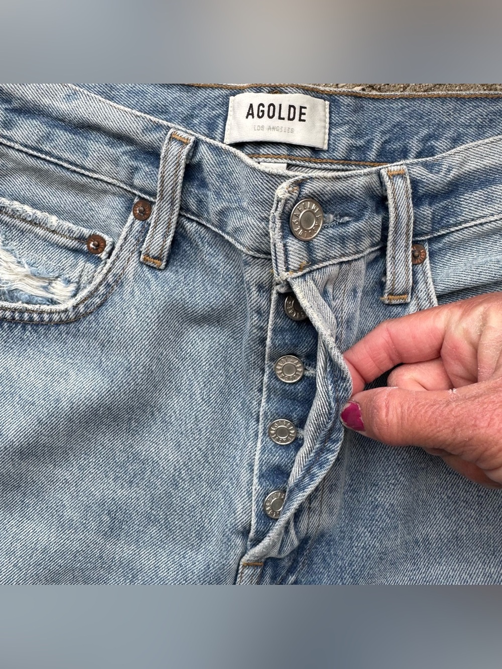 Agolde High Rise Jean Shorts Size 26 - Picture 3 of 5
